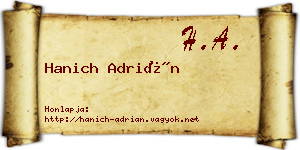 Hanich Adrián névjegykártya
